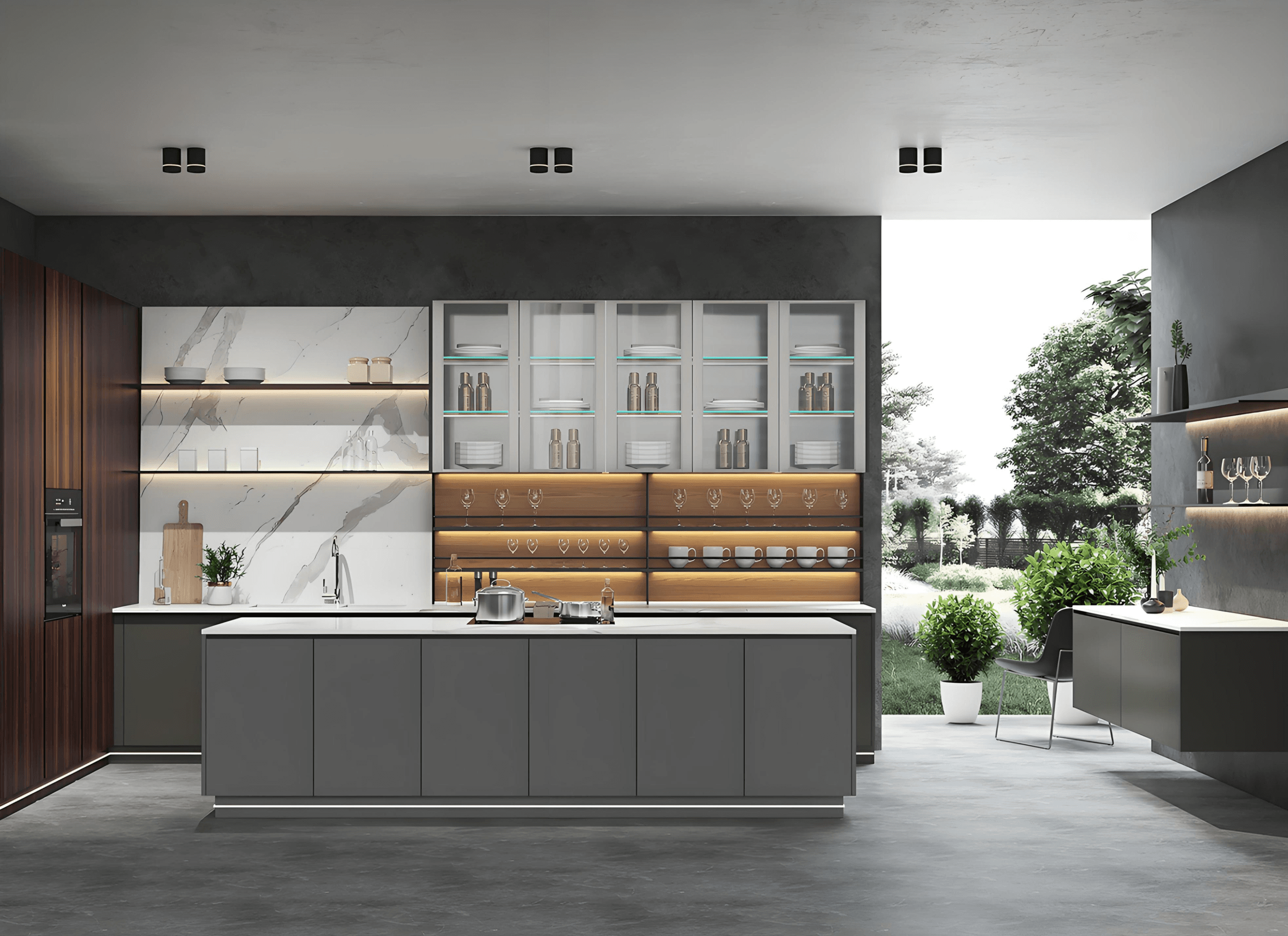 Powder-coated bar counter